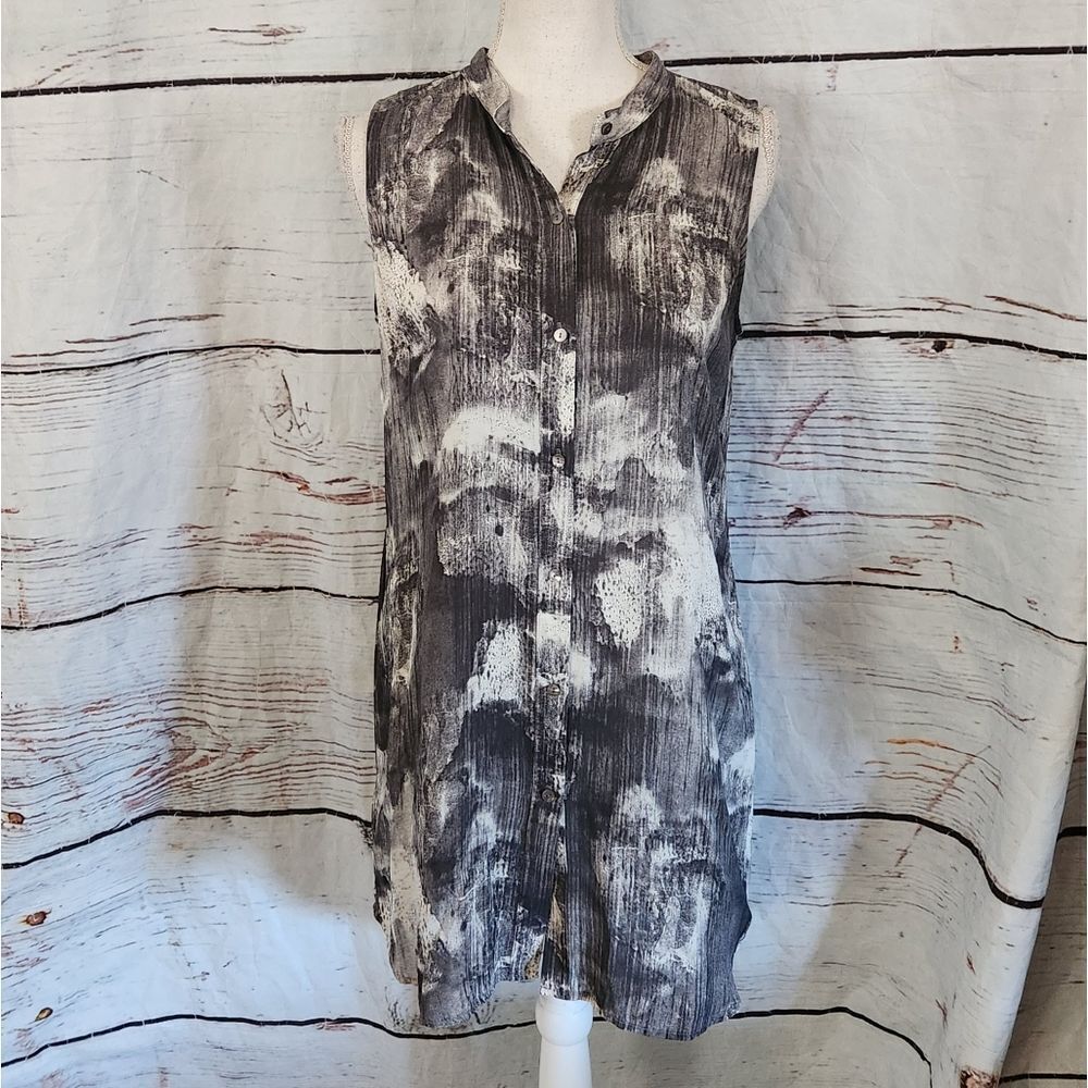 Eileen Fisher Silk Ink Blot Sleeveless Tunic Size Small